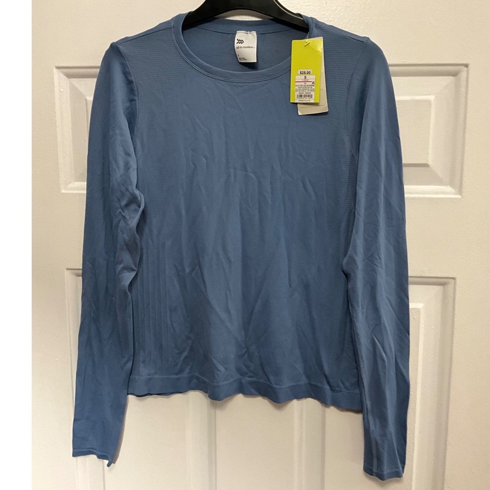 All in Motion Women Seamless Long Sleeve Activewear Tee Slate Blue S 214121799